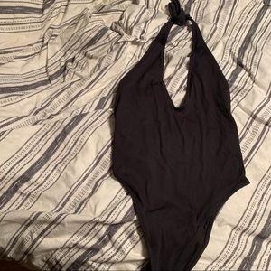 Aerie halter, deep V, cheekie one piece